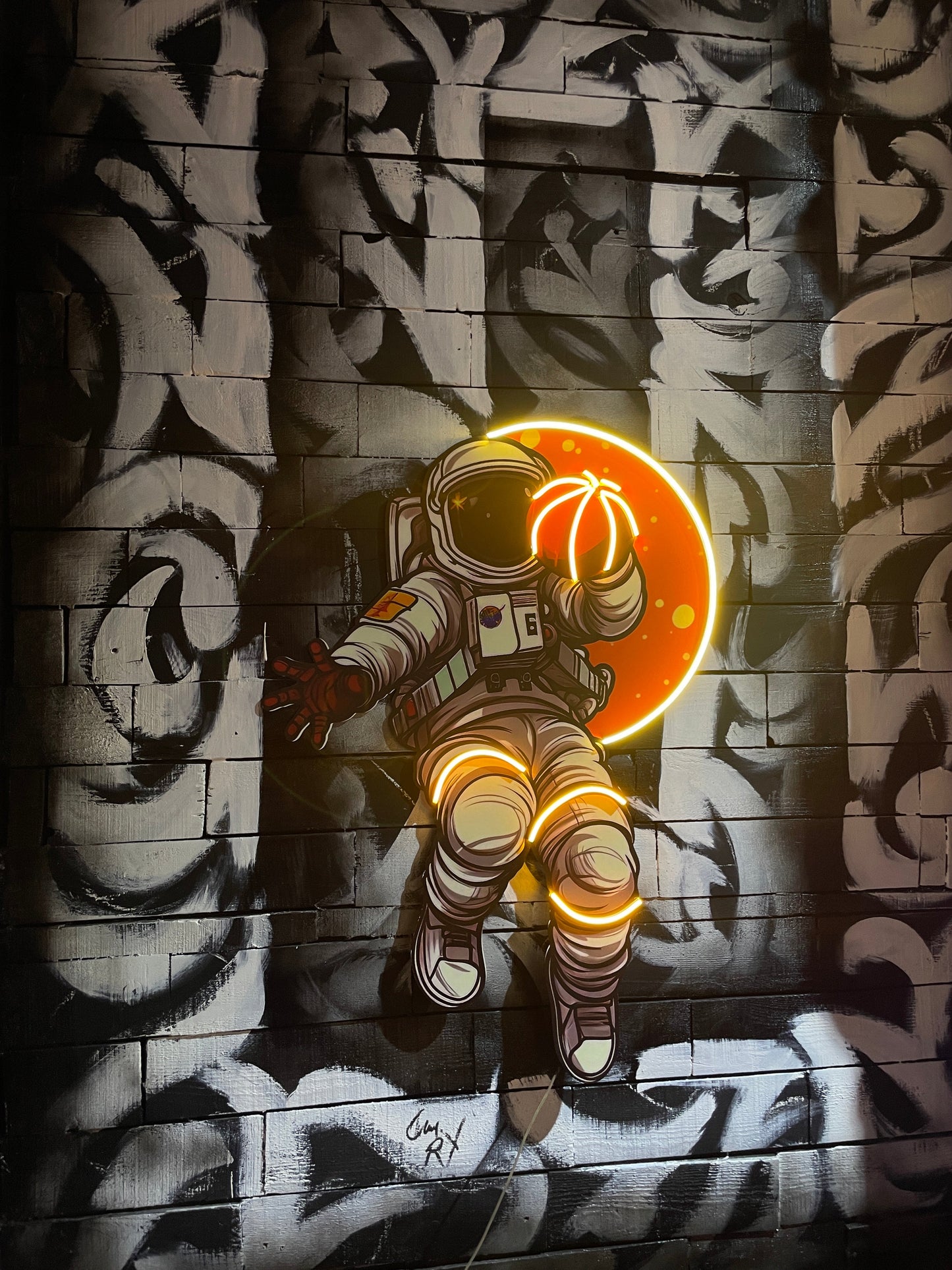 Astronaut Dreams Neon Canvas Art