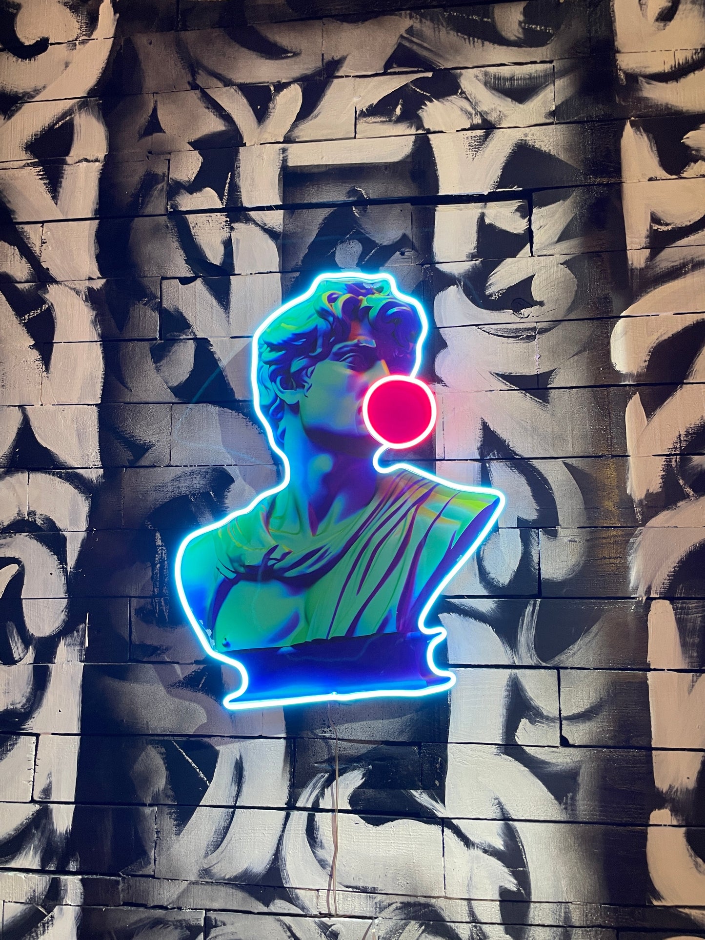 Neon David Sculpture Canvas Art