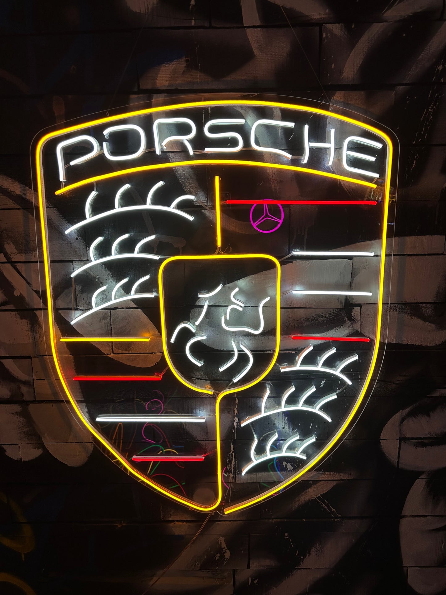 Custom Neon Porsche Logo Wall Art