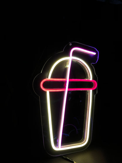 Neon Glow Cocktail Glass Sign