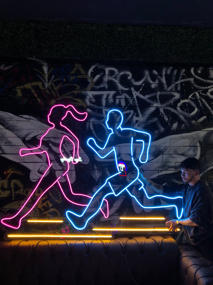 Dynamic Runner Neon Light Art