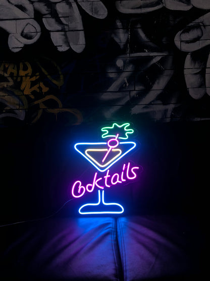 Neon Cocktail Glass Light Sign