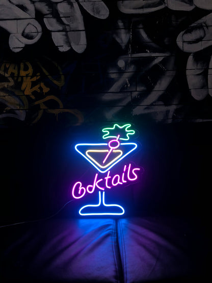 Neon Cocktail Glass Light Sign