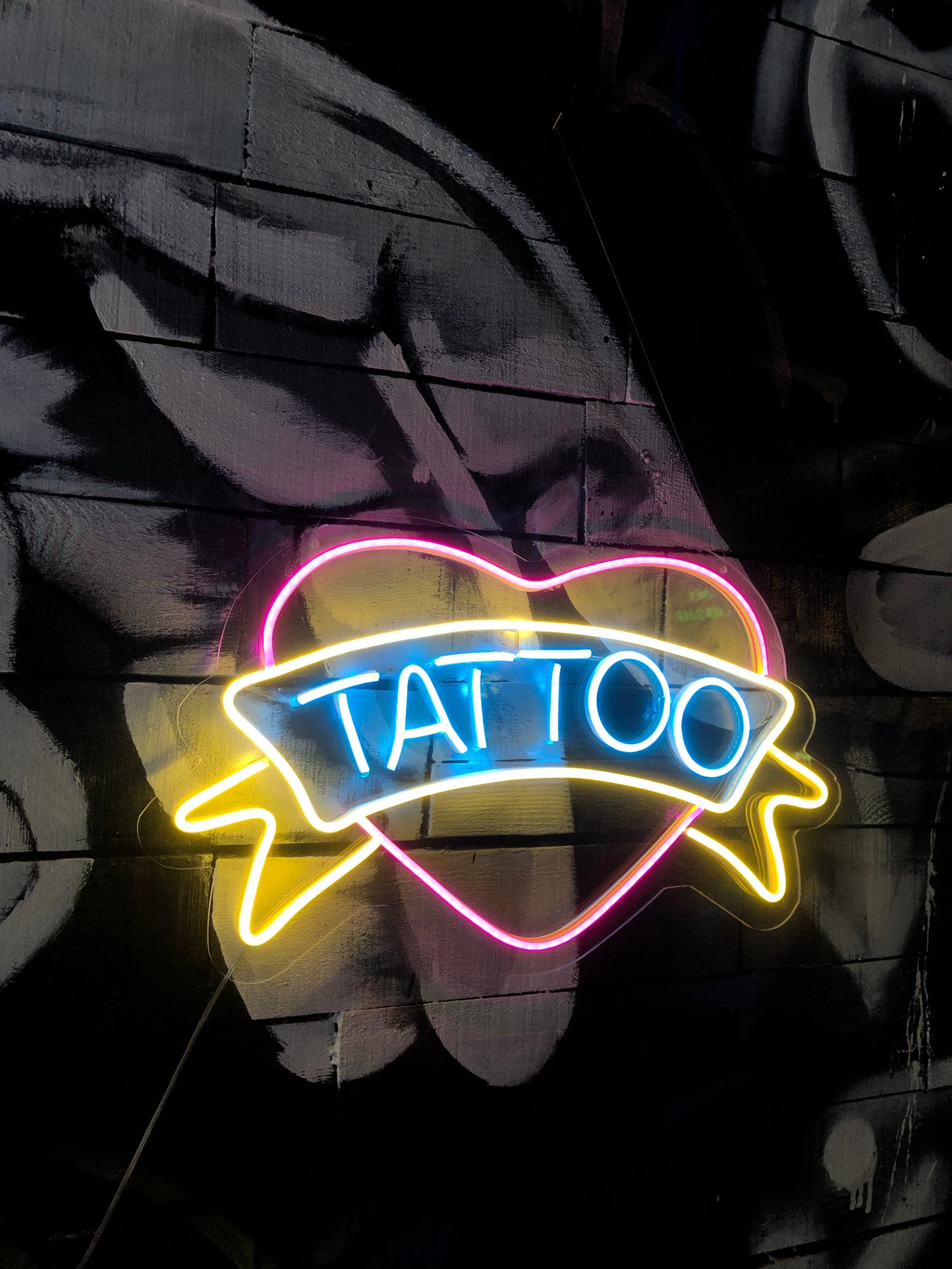 Heart & Banner Tattoo Neon Sign