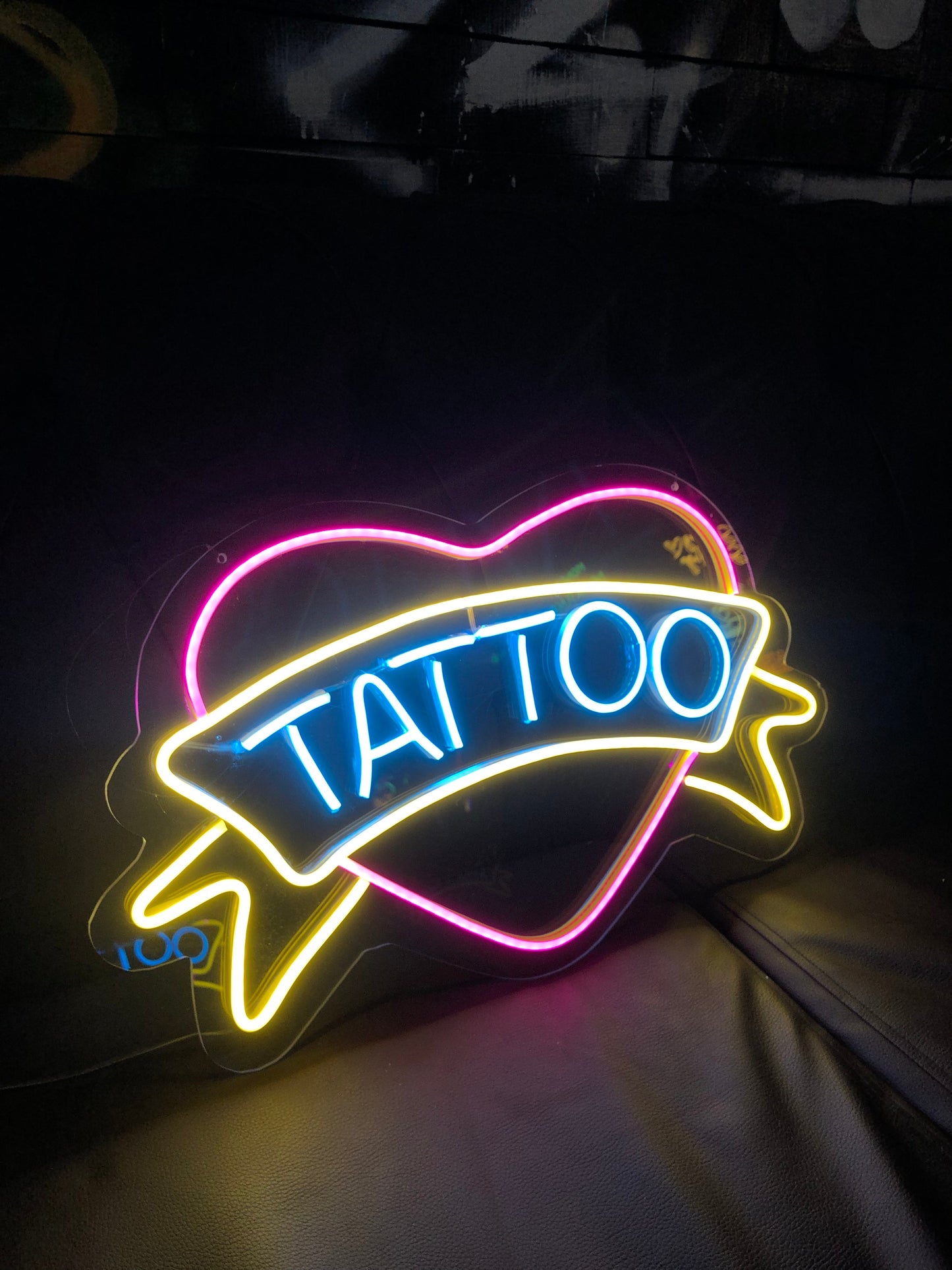 Heart & Banner Tattoo Neon Sign