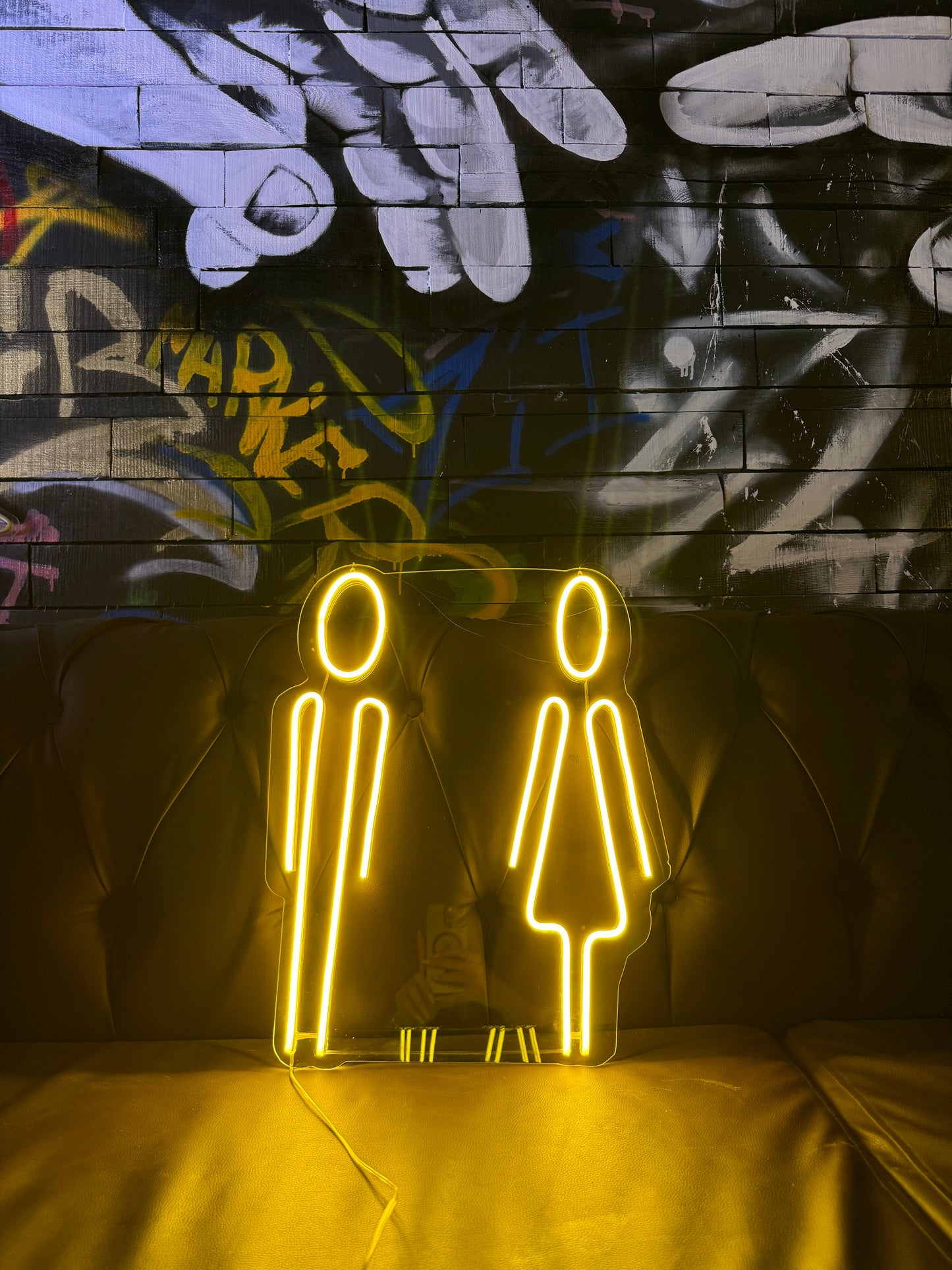 Modern Restroom Symbols Neon Sign