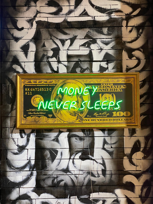Money Never Sleeps Neon Wall Art