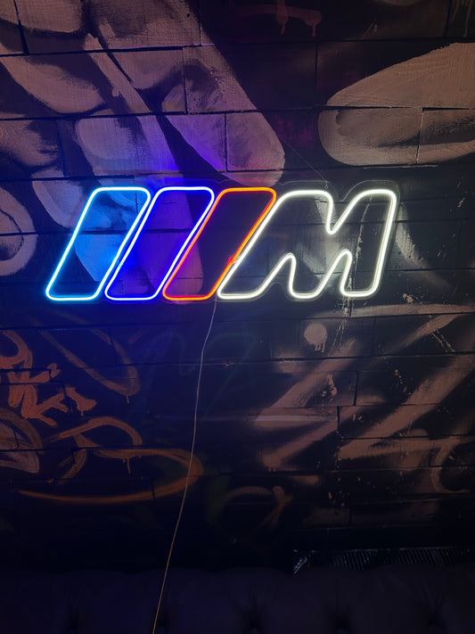 Custom Multicolor Neon BMW M Series Logo Wall Art
