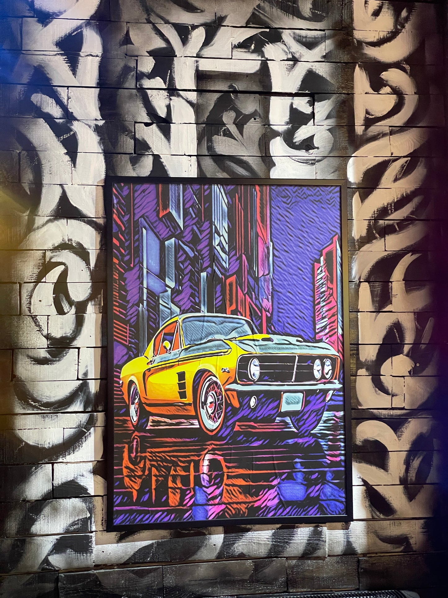 Vibrant Muscle Car Neon Canvas Art