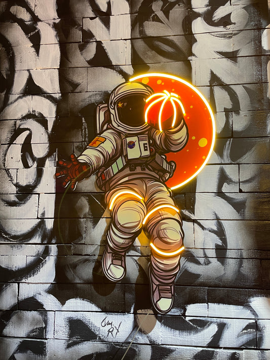 Astronaut Dreams Neon Canvas Art