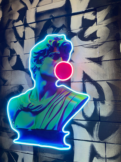 Neon David Sculpture Canvas Art
