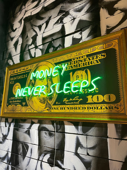 Money Never Sleeps Neon Wall Art