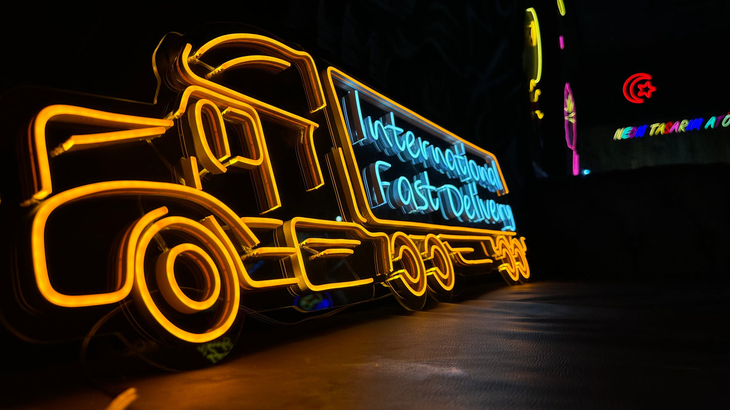 International Fast Delivery Truck Neon Sign