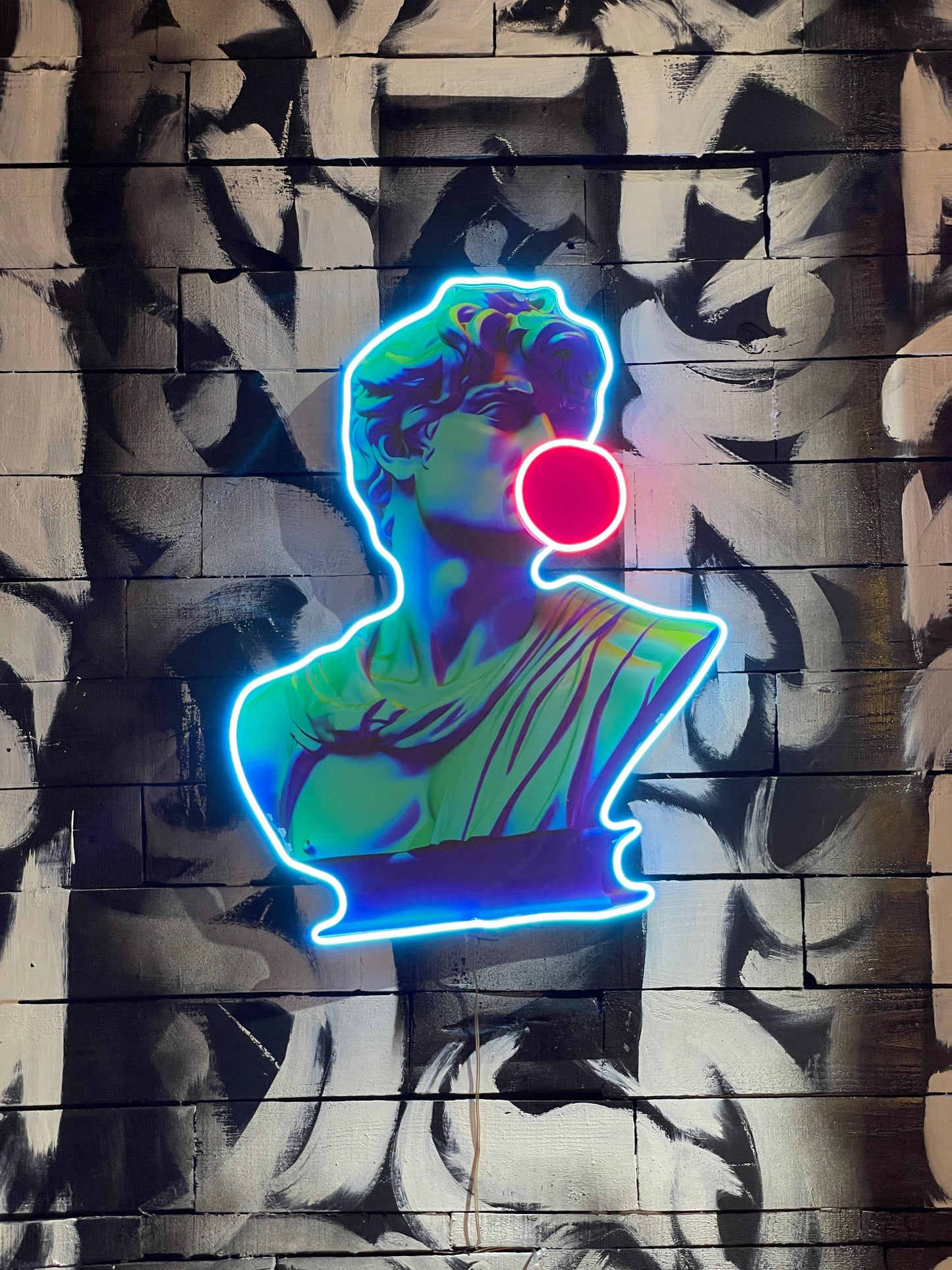 Neon David Sculpture Canvas Art