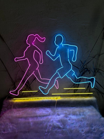 Dynamic Runner Neon Light Art