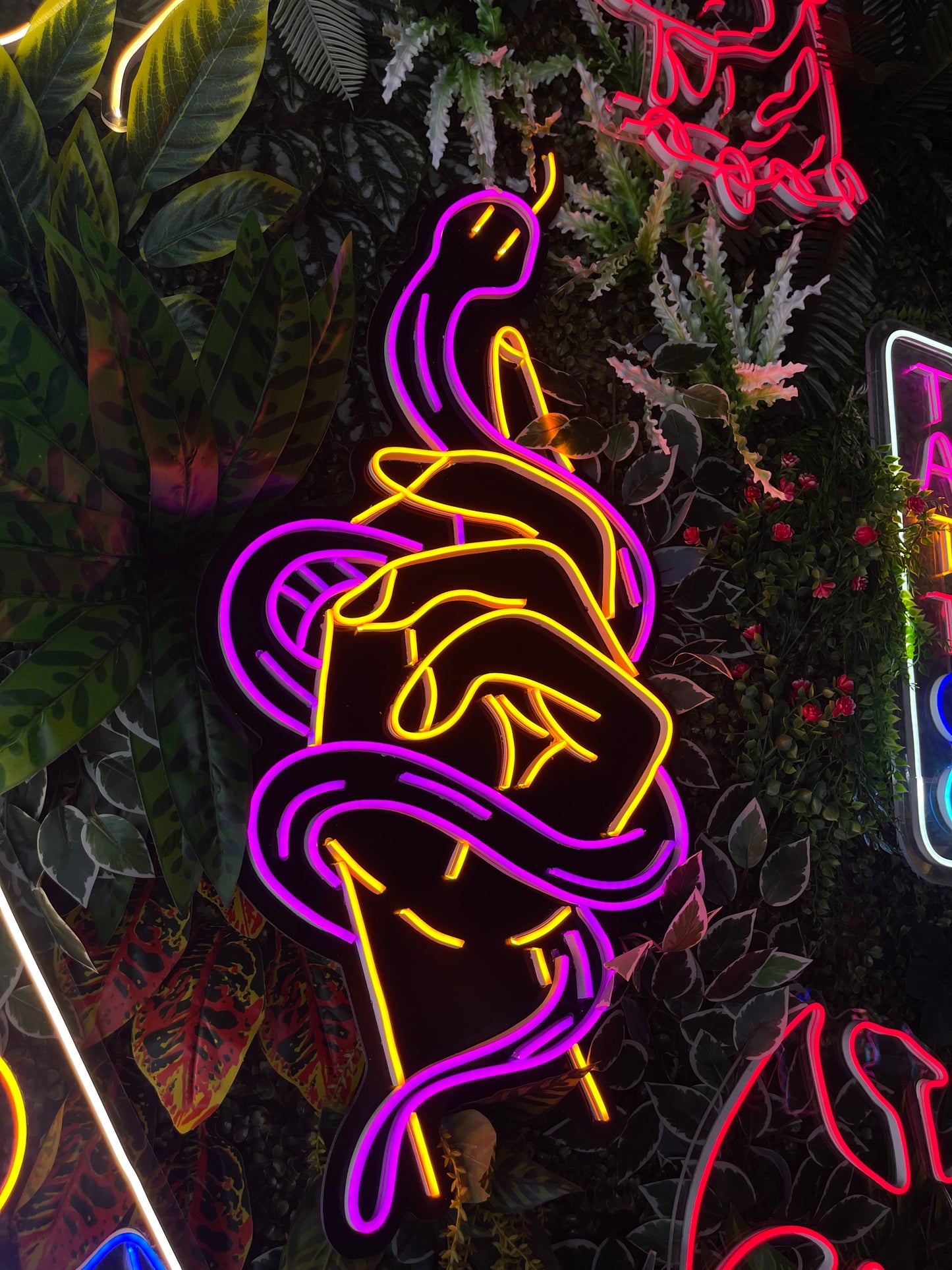 Hand With Snake Neon Sign