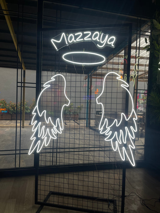 Your Name And Wings Custom Neon Sign