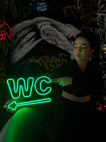 Bright Green WC Neon Sign