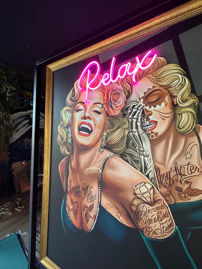 Vintage Glamour Neon Art - Marilyn Relax