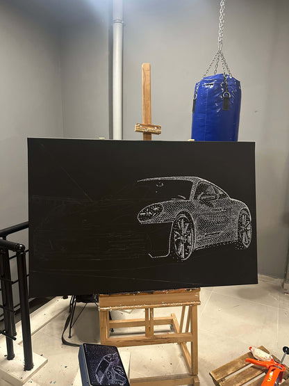Pointillism Technique Porsche Design Acrylic Painting