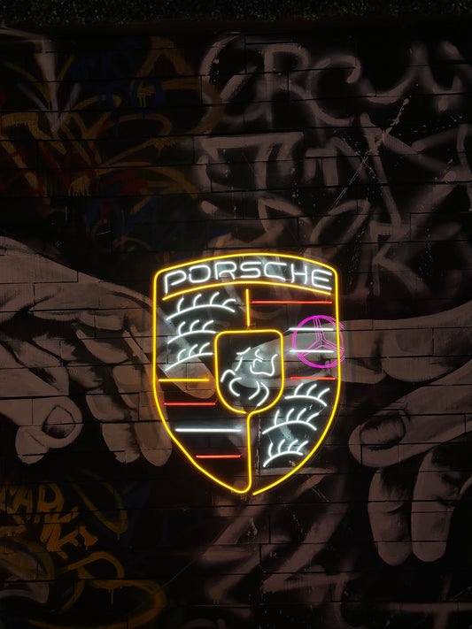 Custom Neon Porsche Logo Wall Art