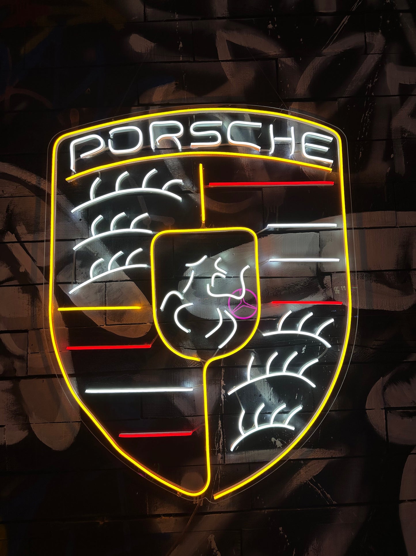Custom Neon Porsche Logo Wall Art